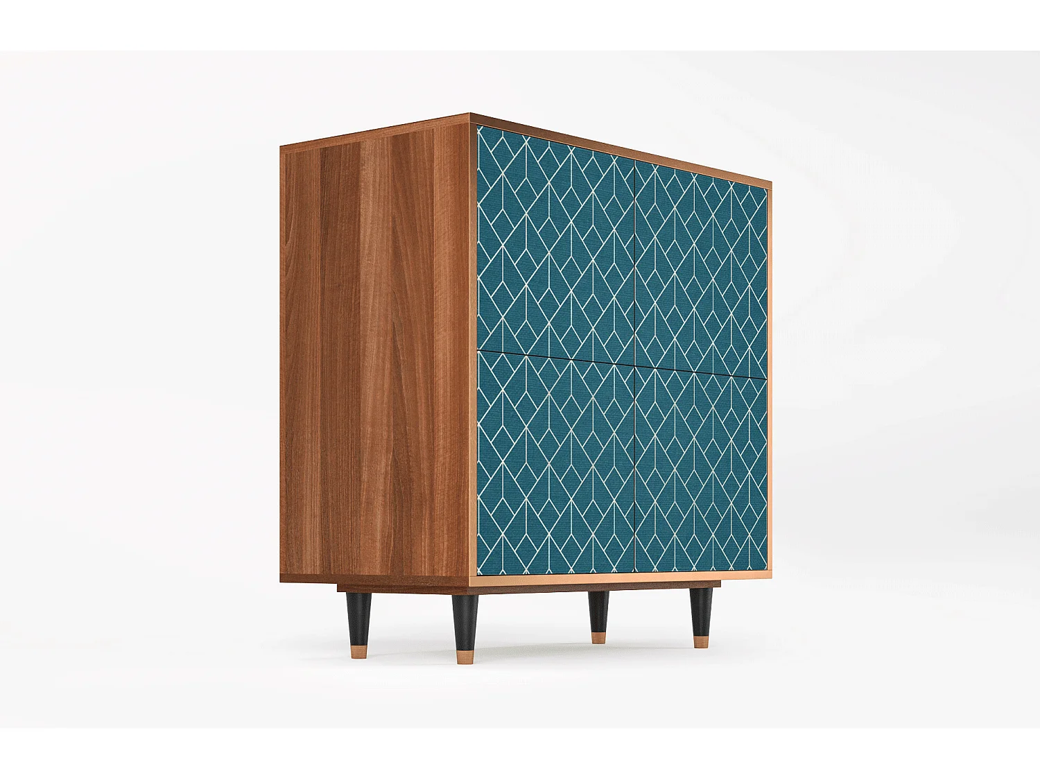 Dressoir - 94x96x48 cm - BS3 - Turquoise Geometry, Walnoot