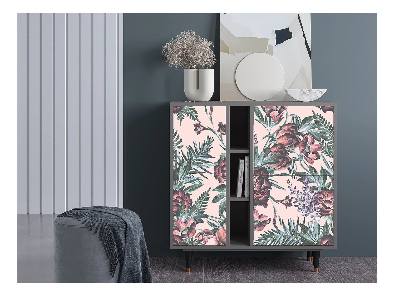 Buffet - 94х96х41 cm - BS5 - Peach Peonies, Gris