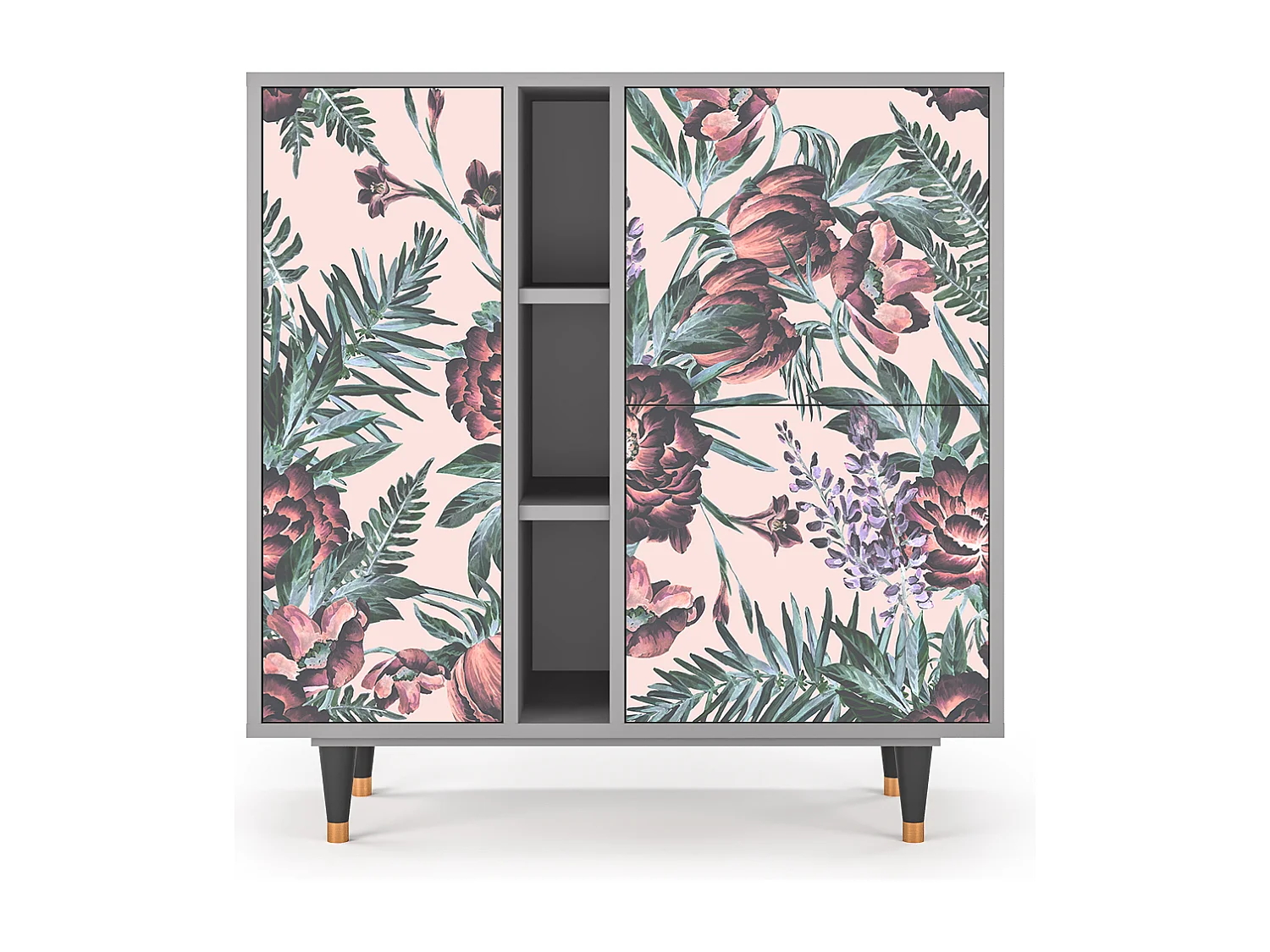 Credenza - 94х96х41 cm - BS5 - Peach Peonies, Grigio