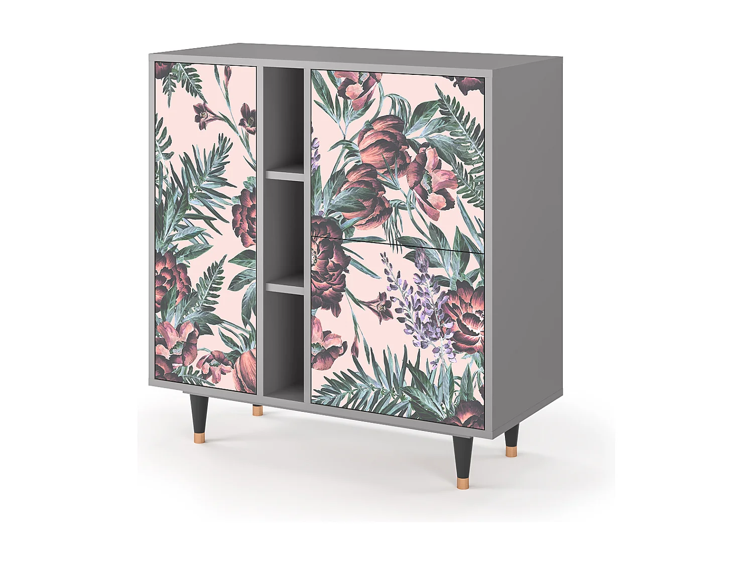 Credenza - 94х96х41 cm - BS5 - Peach Peonies, Grigio