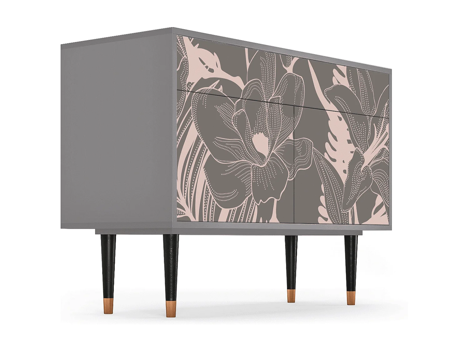 Sideboard - 115x85x48 cm - BS4 - Issabelline Flower, Grau