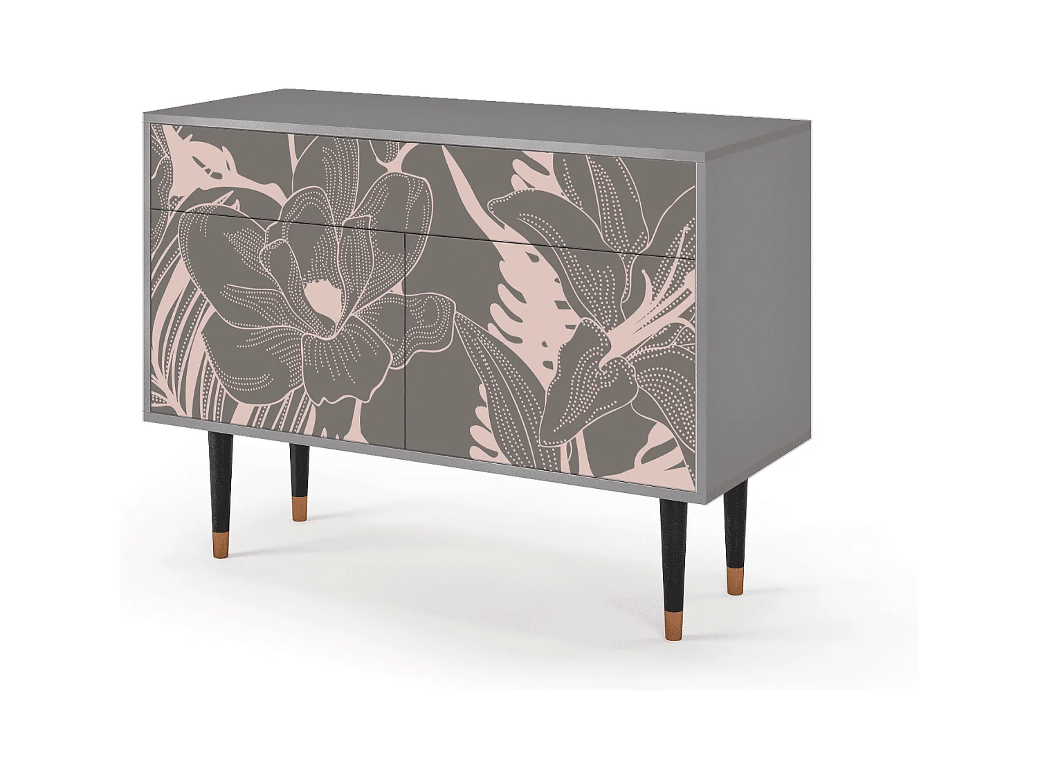 Kredens - 115x85x48 cm - BS4 - Issabelline Flower, Szary