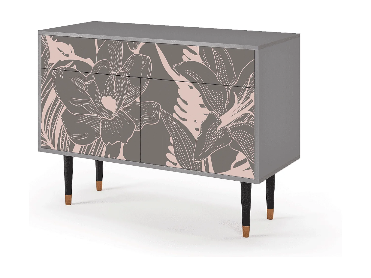 Kredens - 115x85x48 cm - BS4 - Issabelline Flower, Szary