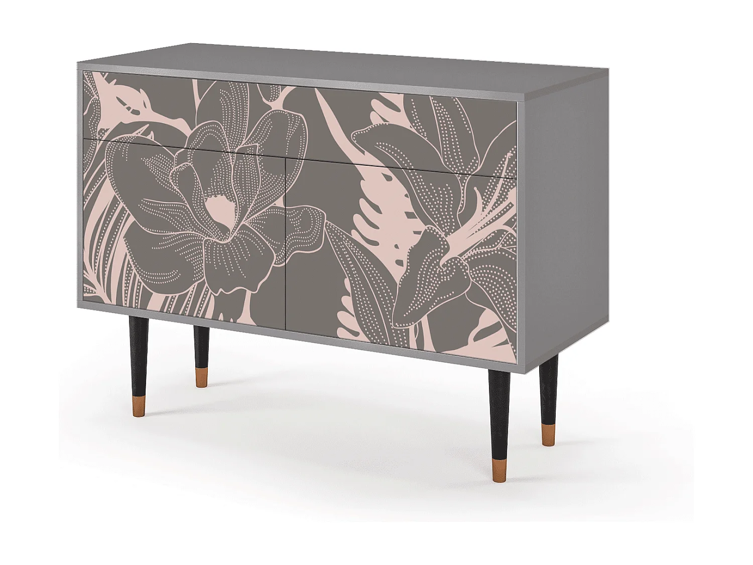 Kredens - 115x85x48 cm - BS4 - Issabelline Flower, Szary