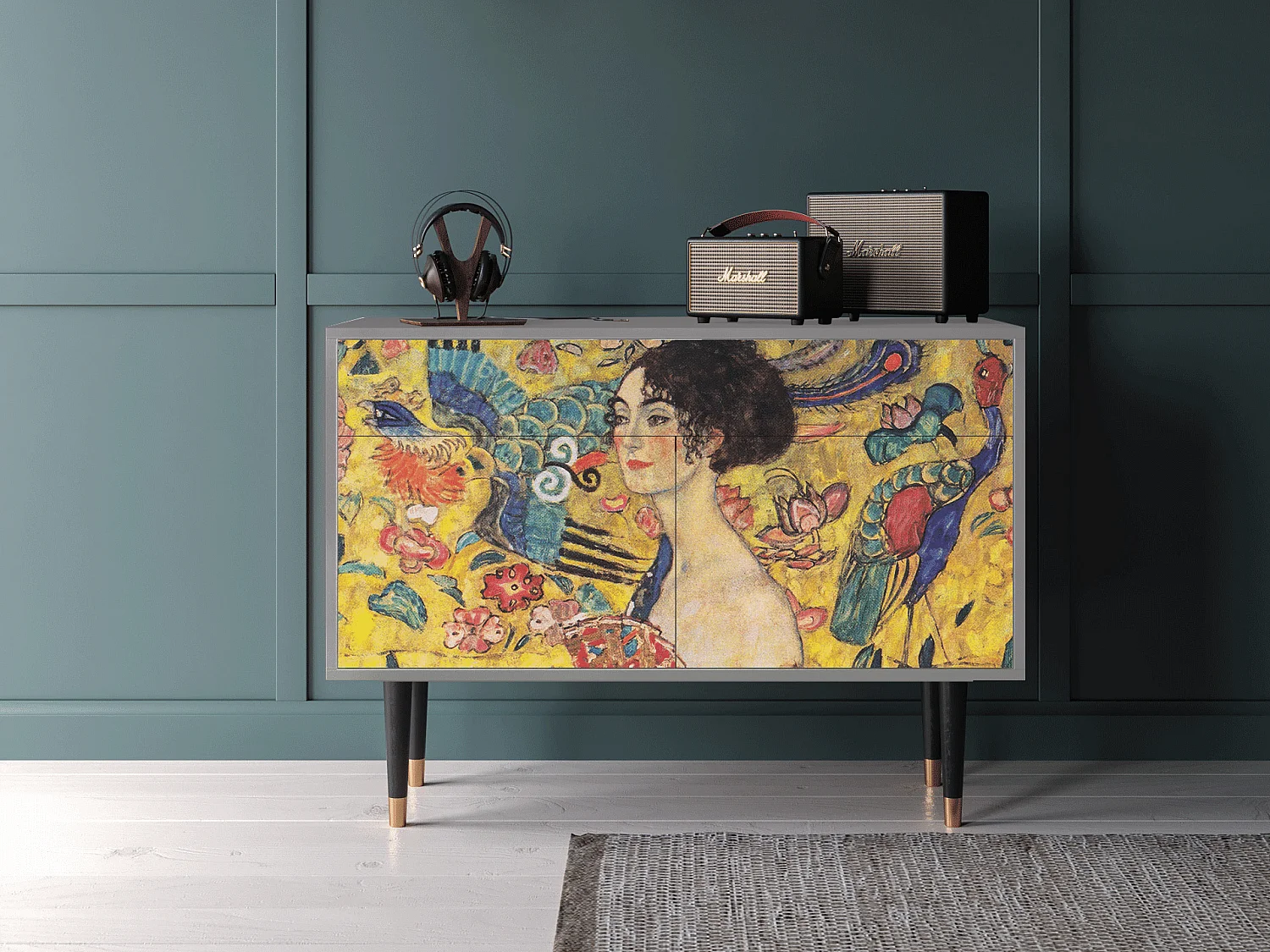 Credenza - 115x85x48 cm - BS4 - Lady with Fan by Klimt, Grigio