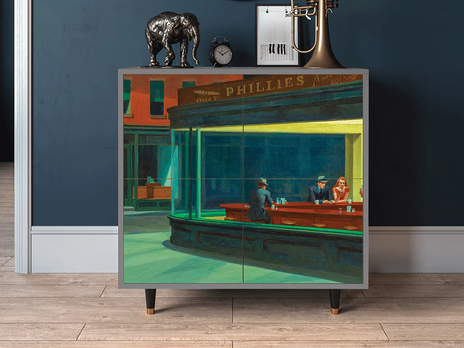 Credenza - 94x96x48 cm - BS3 - Nighthawks by Hopper, Grigio