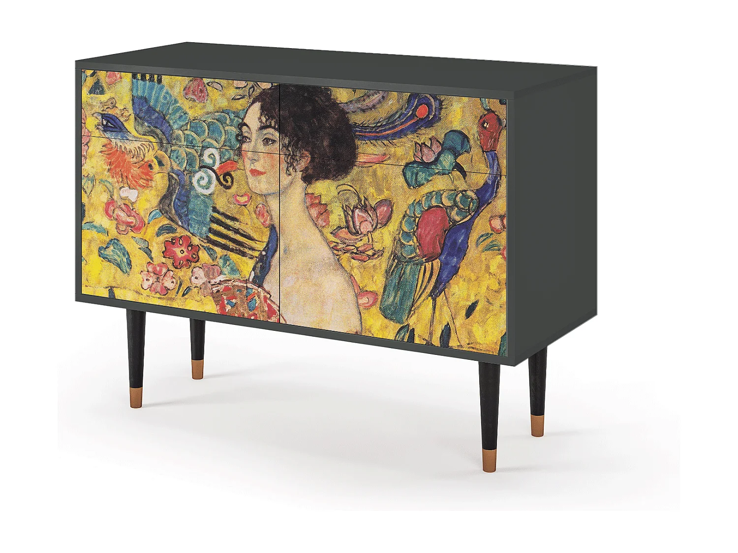 Kredens - 115x85x48 cm - BS4 - Lady with Fan by Klimt, Antracyt