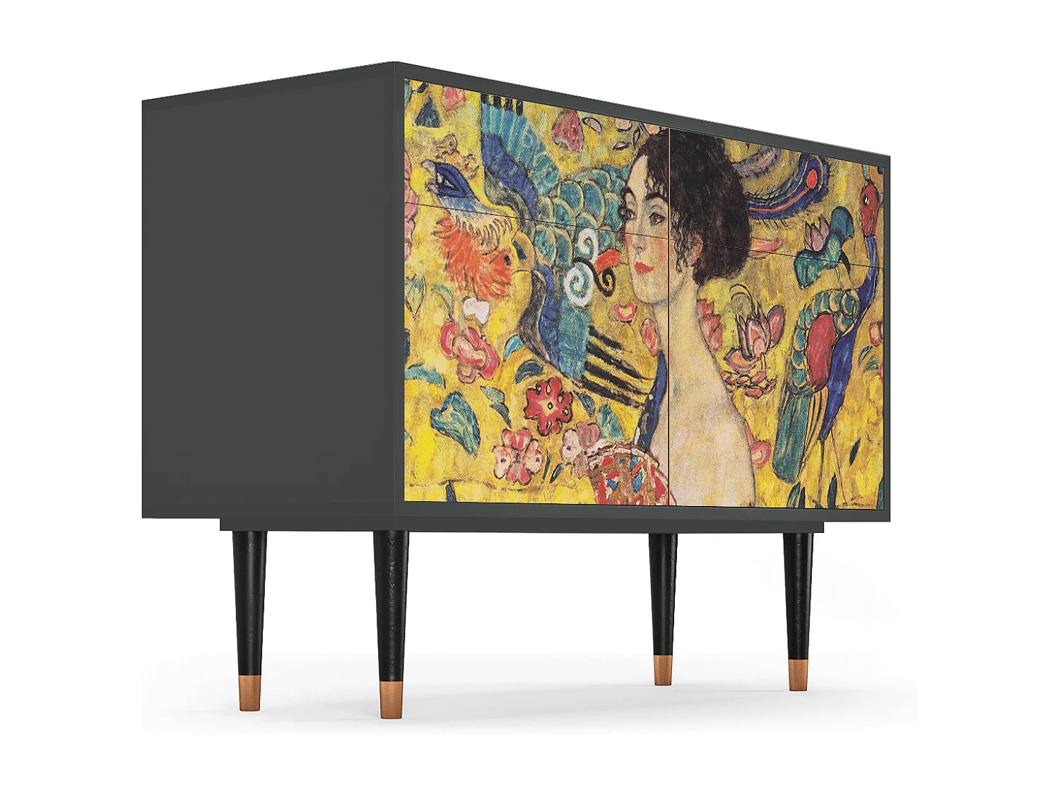 Kredens - 115x85x48 cm - BS4 - Lady with Fan by Klimt, Antracyt