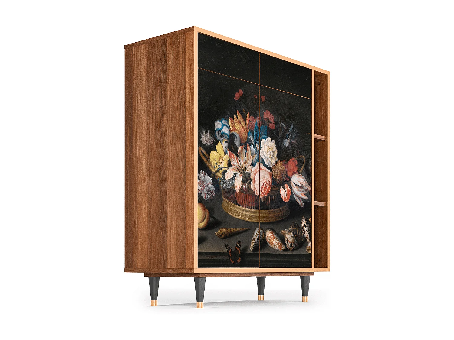 Buffet - 96х110х41 cm - BS6 - Still Life with Flowers, Noyer