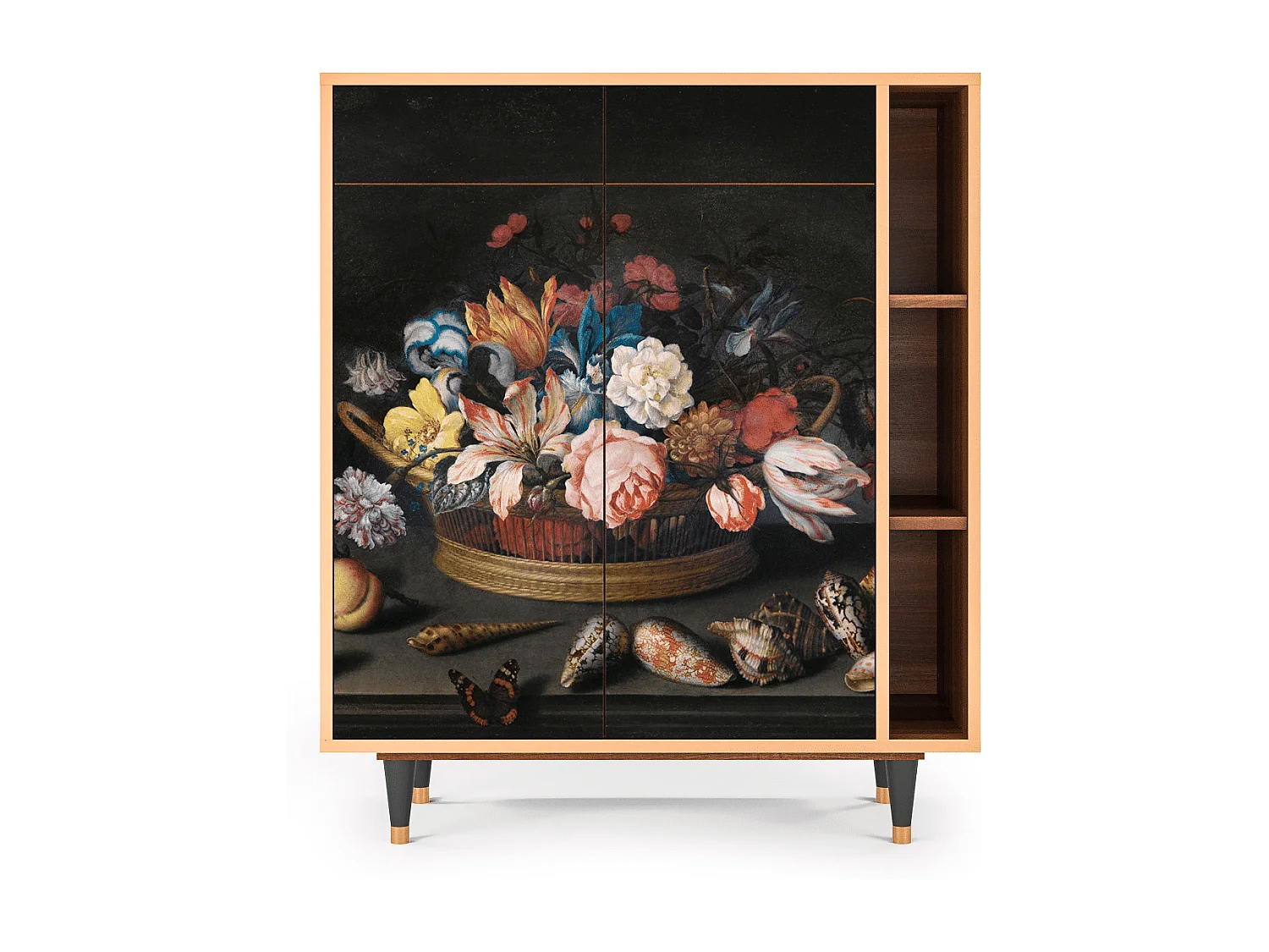 Credenza - 96х110х41 cm - BS6 - Still Life with Flowers, Noce
