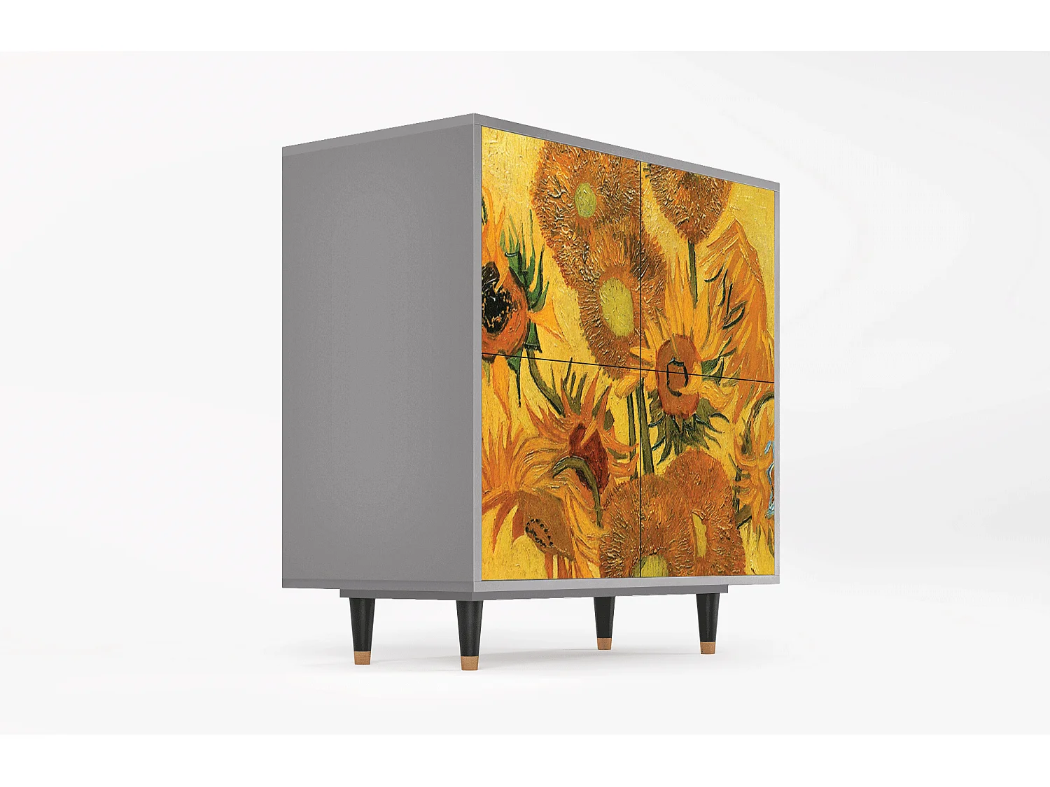 Kredens - 94x96x48 cm - BS3 - Sunflowers, Szary