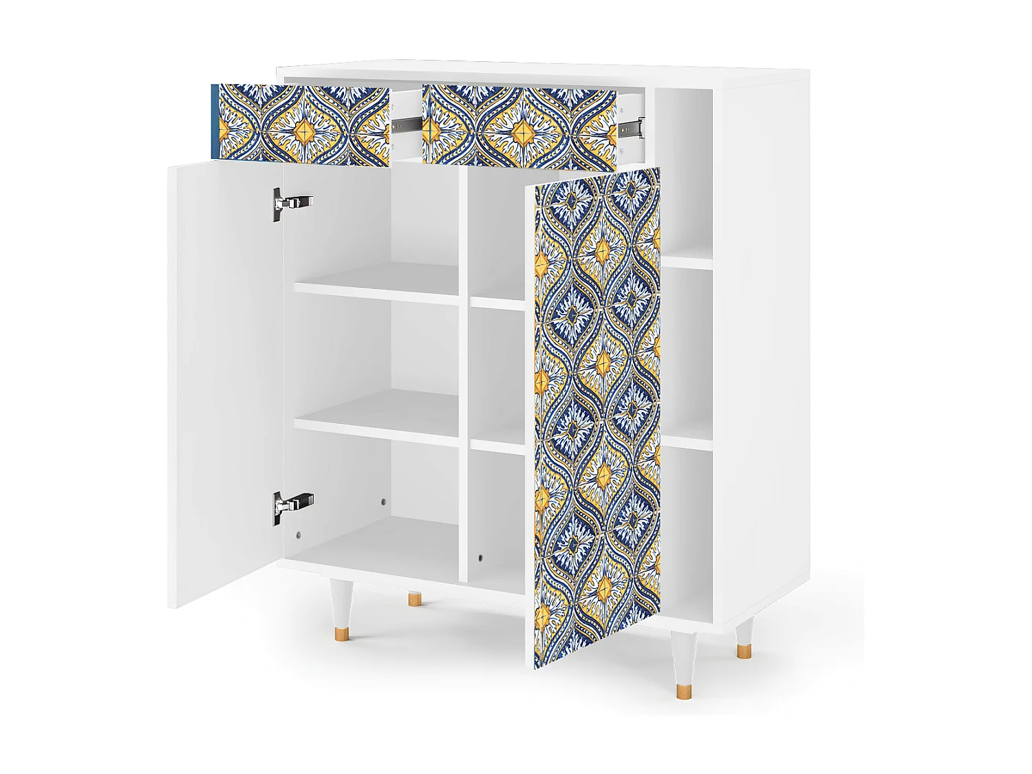 Kredens - 96х110х41 cm - BS6 - Illusory Pattern, Biały