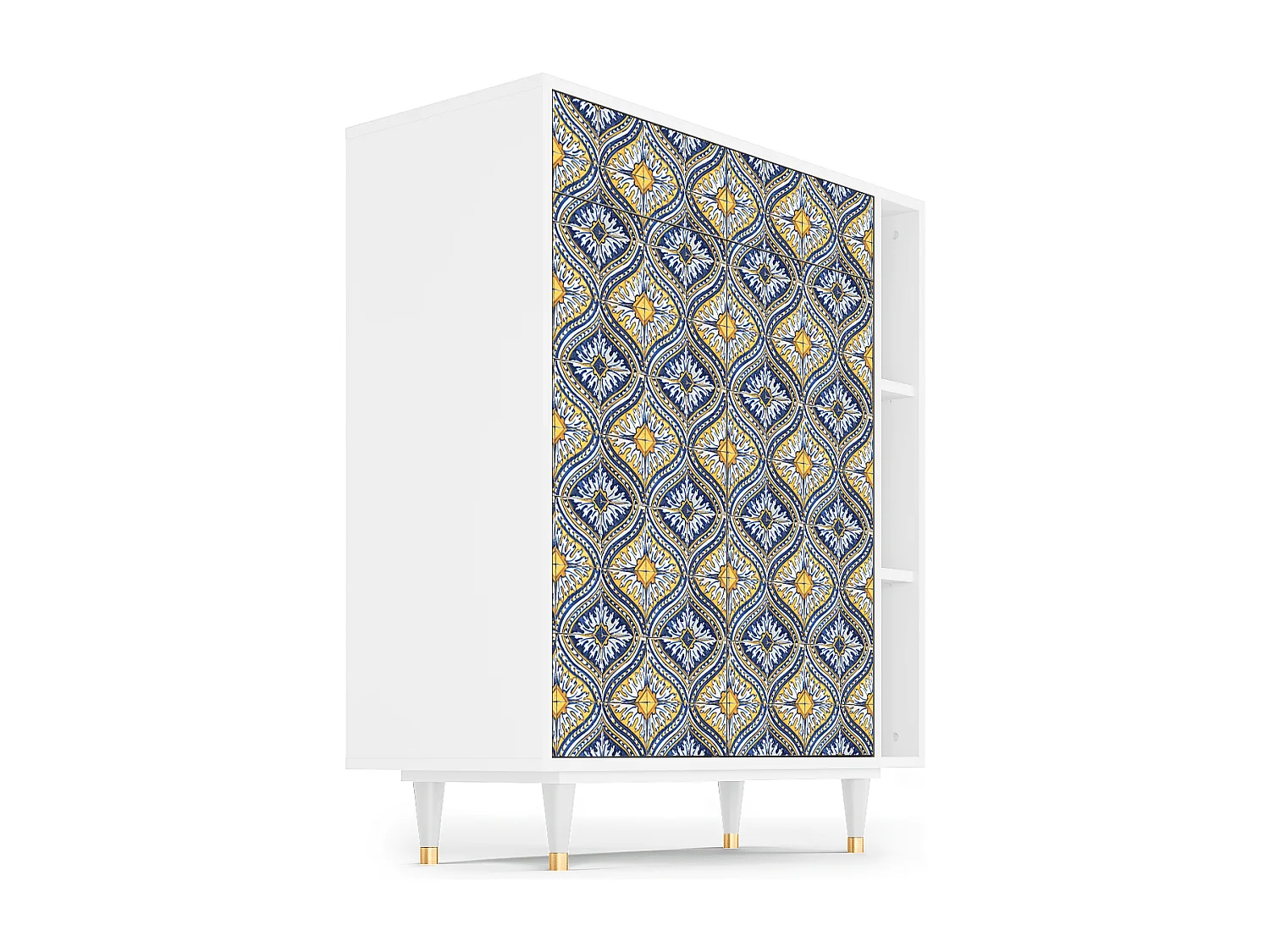 Kredens - 96х110х41 cm - BS6 - Illusory Pattern, Biały