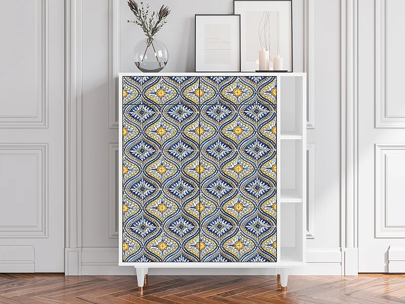 Kredens - 96х110х41 cm - BS6 - Illusory Pattern, Biały