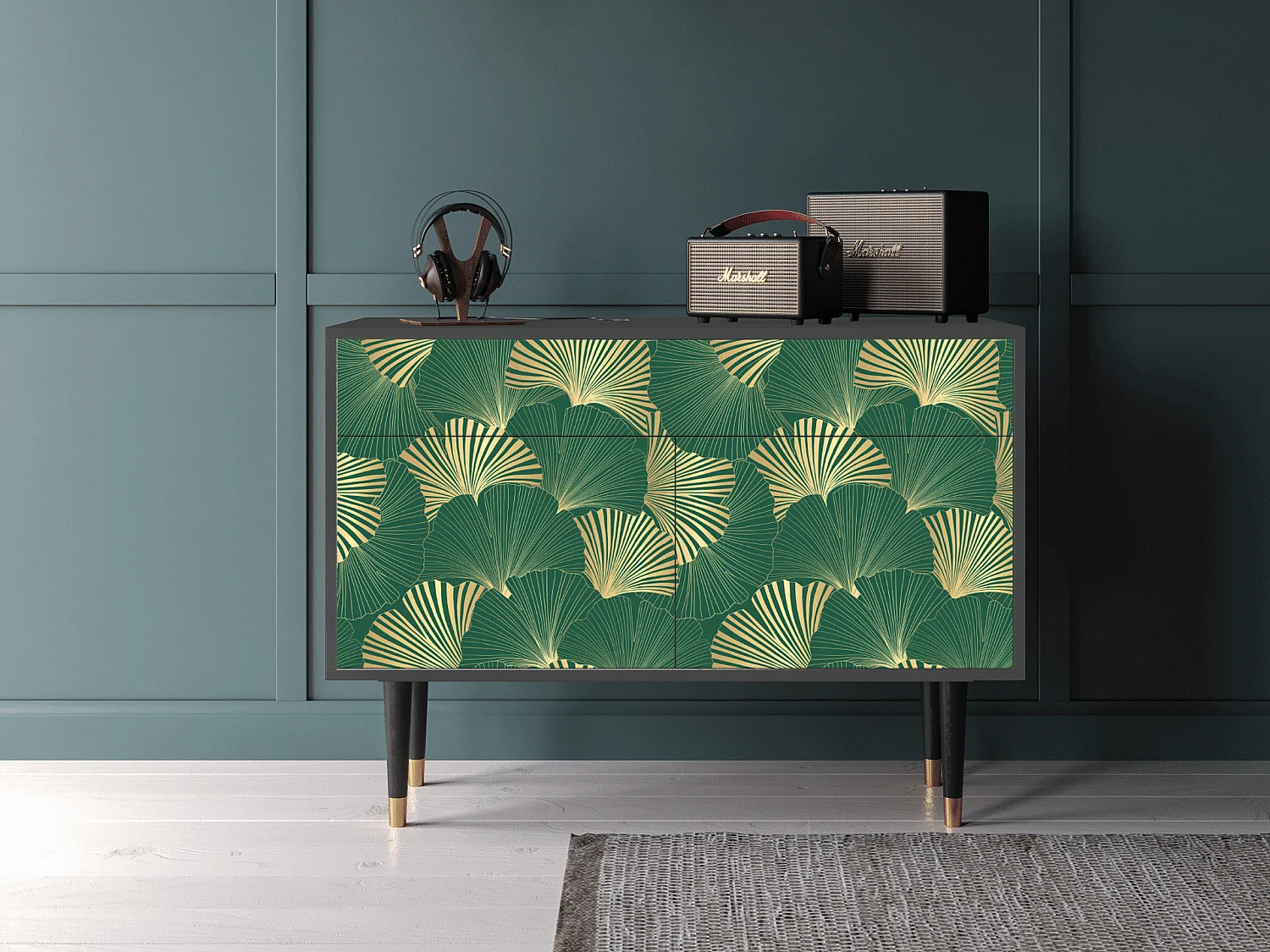Buffet - 115x85x48 cm - BS4 - Gold Ginkgo, Anthracite