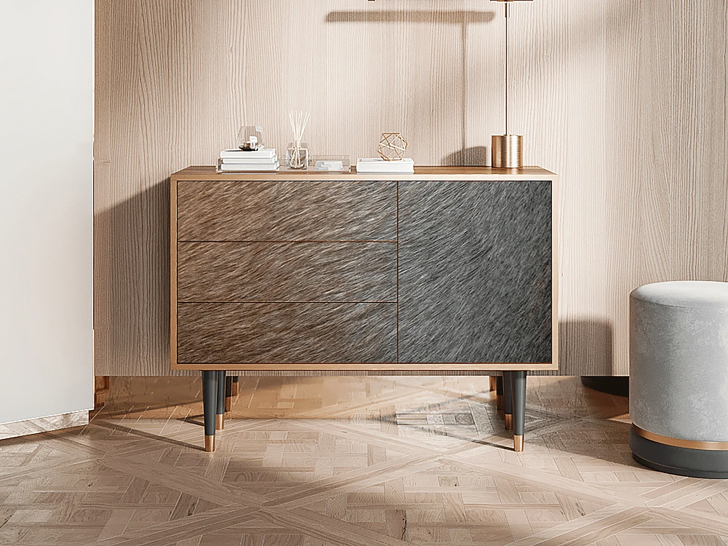 Kredens - 115х84х41 cm - S3 - Peanut Hair, Orzech