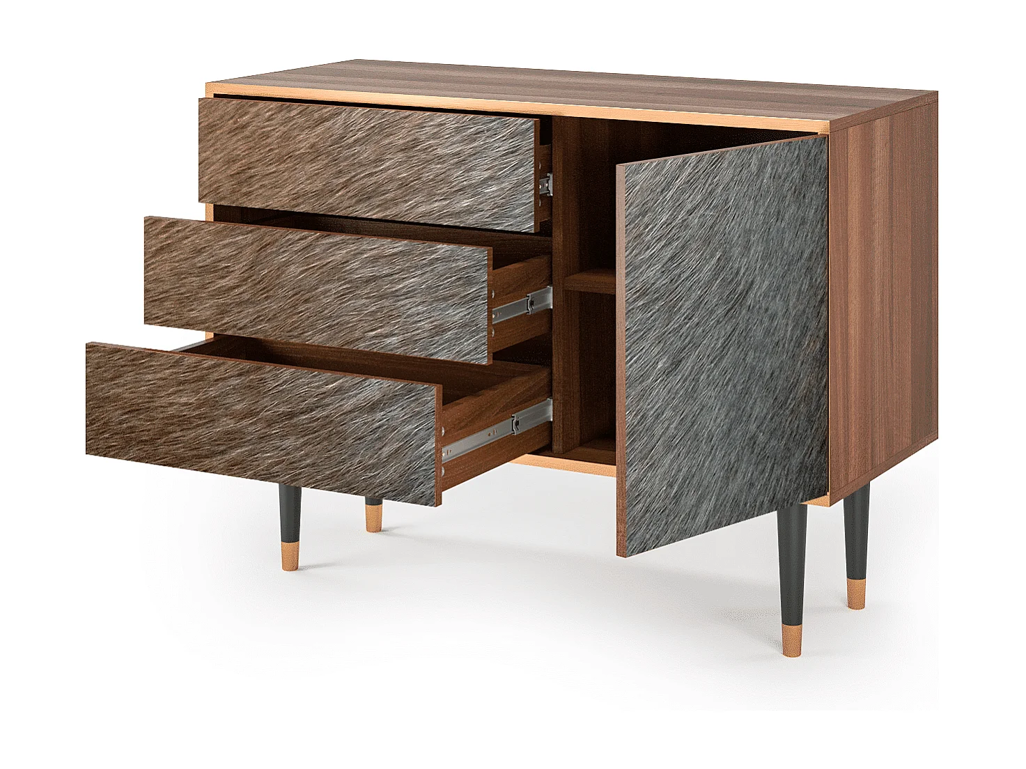 Kredens - 115х84х41 cm - S3 - Peanut Hair, Orzech