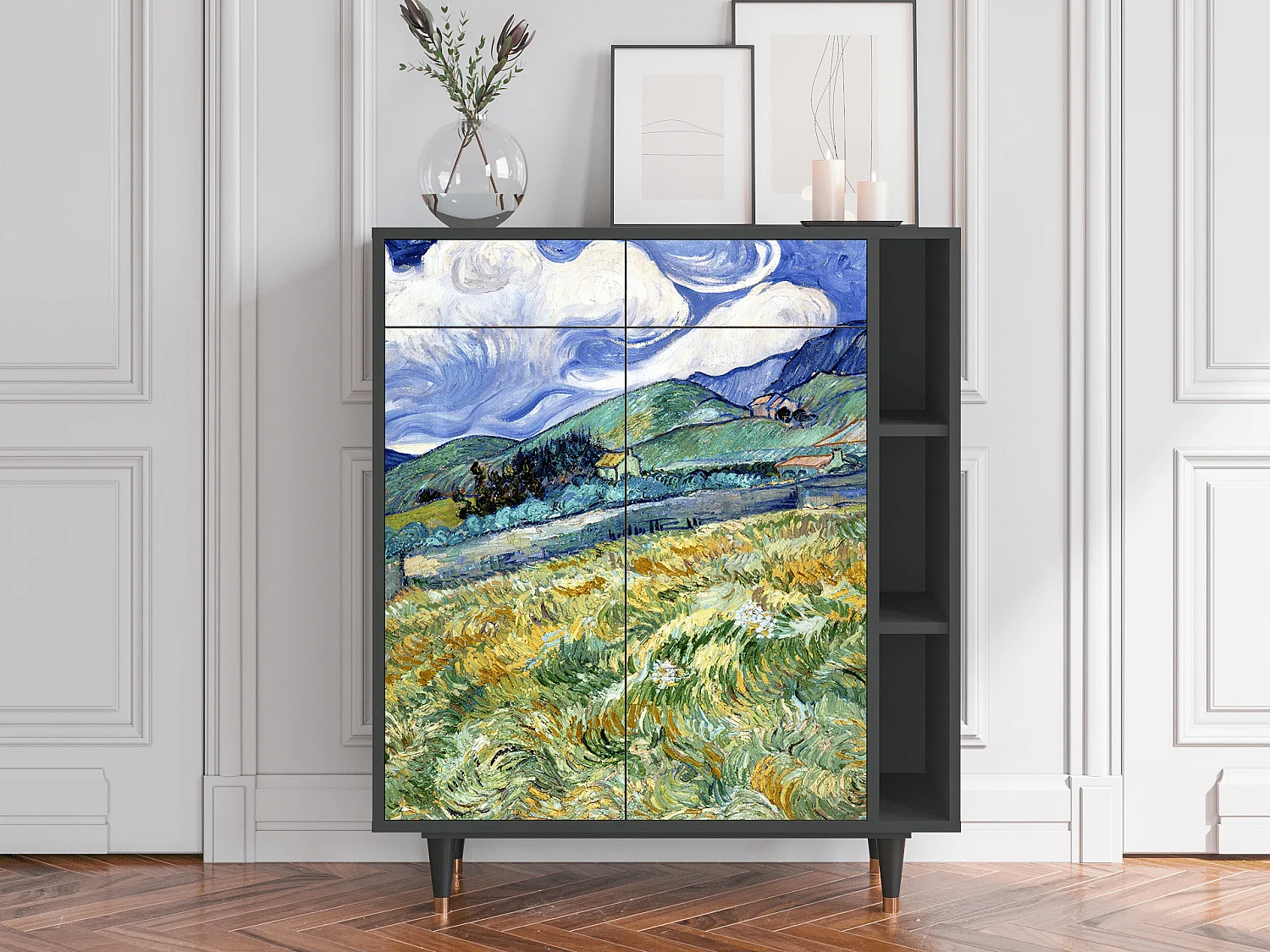 Kredens - 96х110х41 cm - BS6 - Landscape, Antracyt