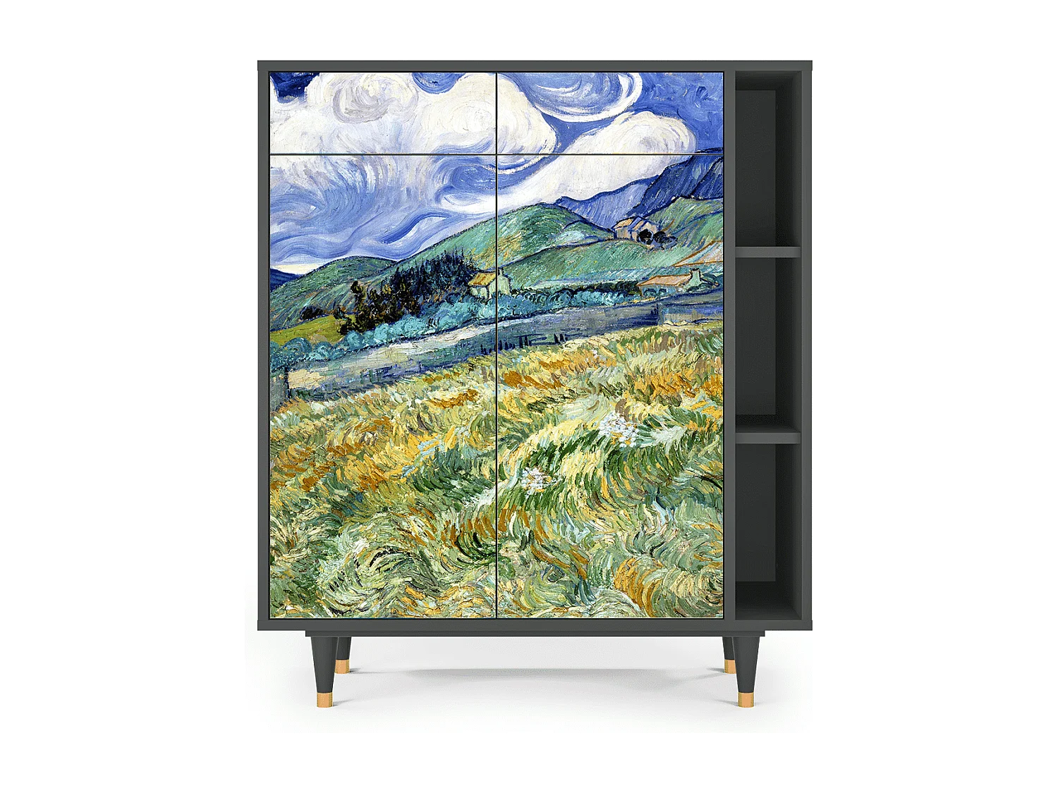 Kredens - 96х110х41 cm - BS6 - Landscape, Antracyt