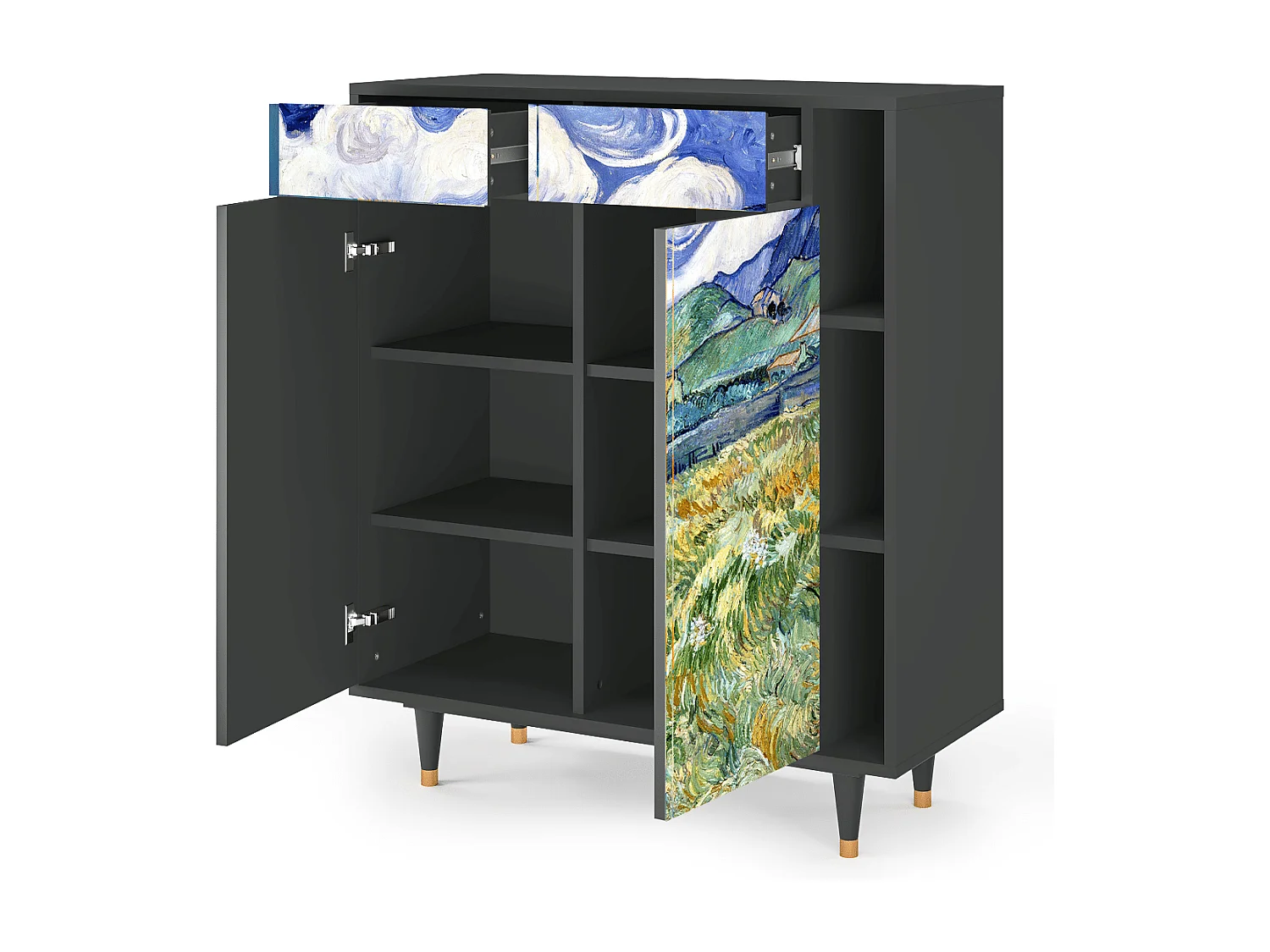 Kredens - 96х110х41 cm - BS6 - Landscape, Antracyt