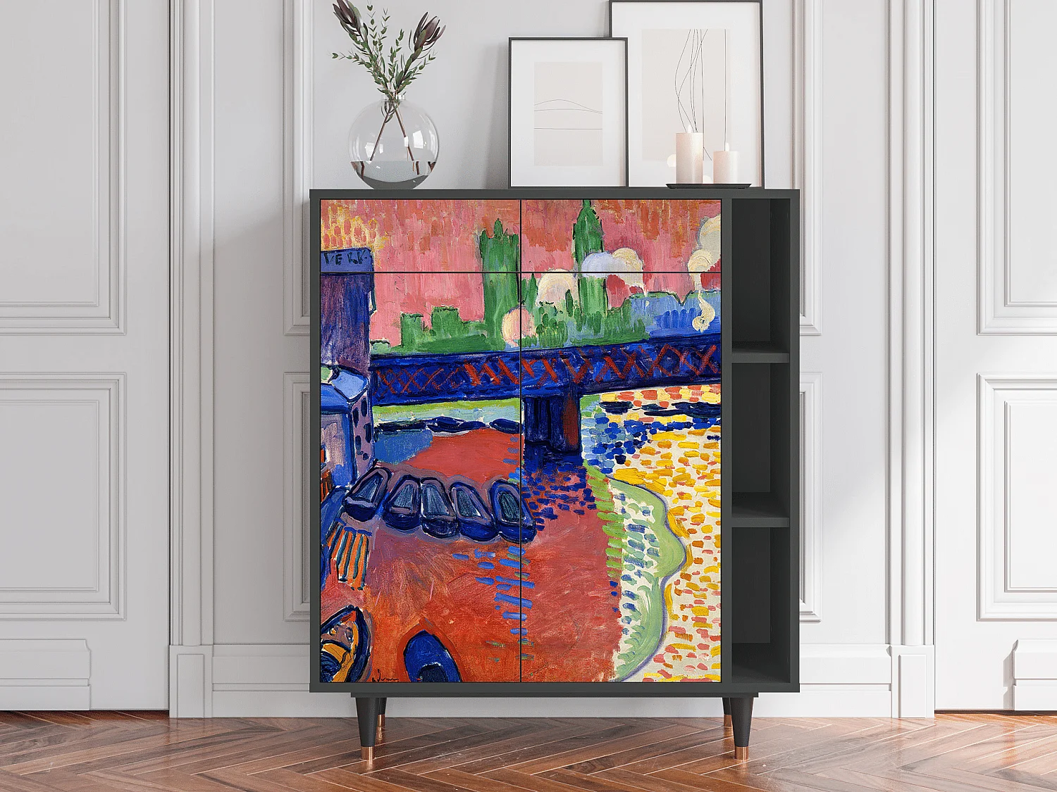 Kredens - 96х110х41 cm - BS6 - Charing Cross Bridge, Antracyt