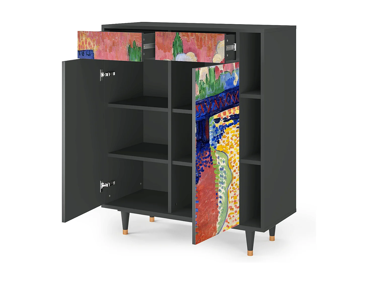 Kredens - 96х110х41 cm - BS6 - Charing Cross Bridge, Antracyt