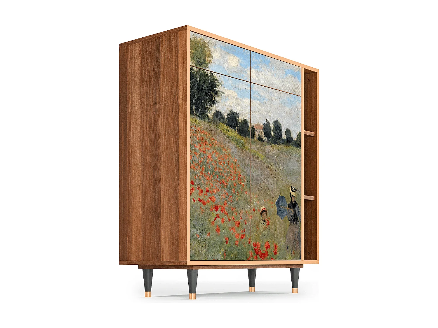 Kredens - 96х110х41 cm - BS6 - The Poppy Field   , Orzech