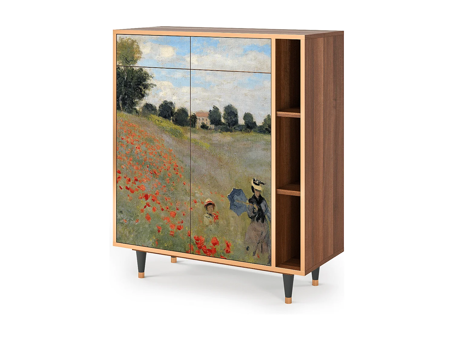 Dressoir - 96х110х41 cm - BS6 - The Poppy Field   , Walnoot