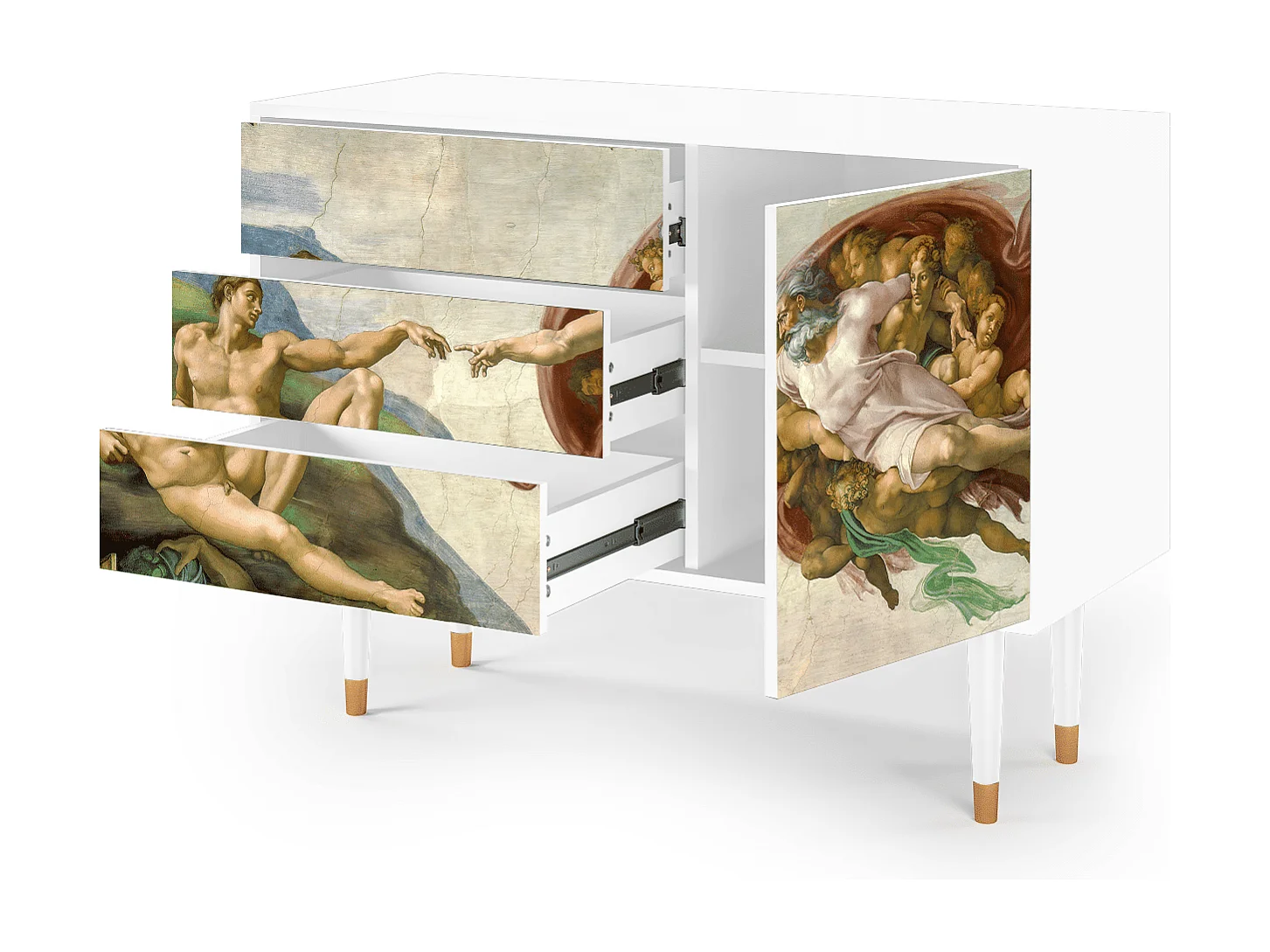 Kredens - 115х84х41 cm - S3 - The Creation of Adam, Biały