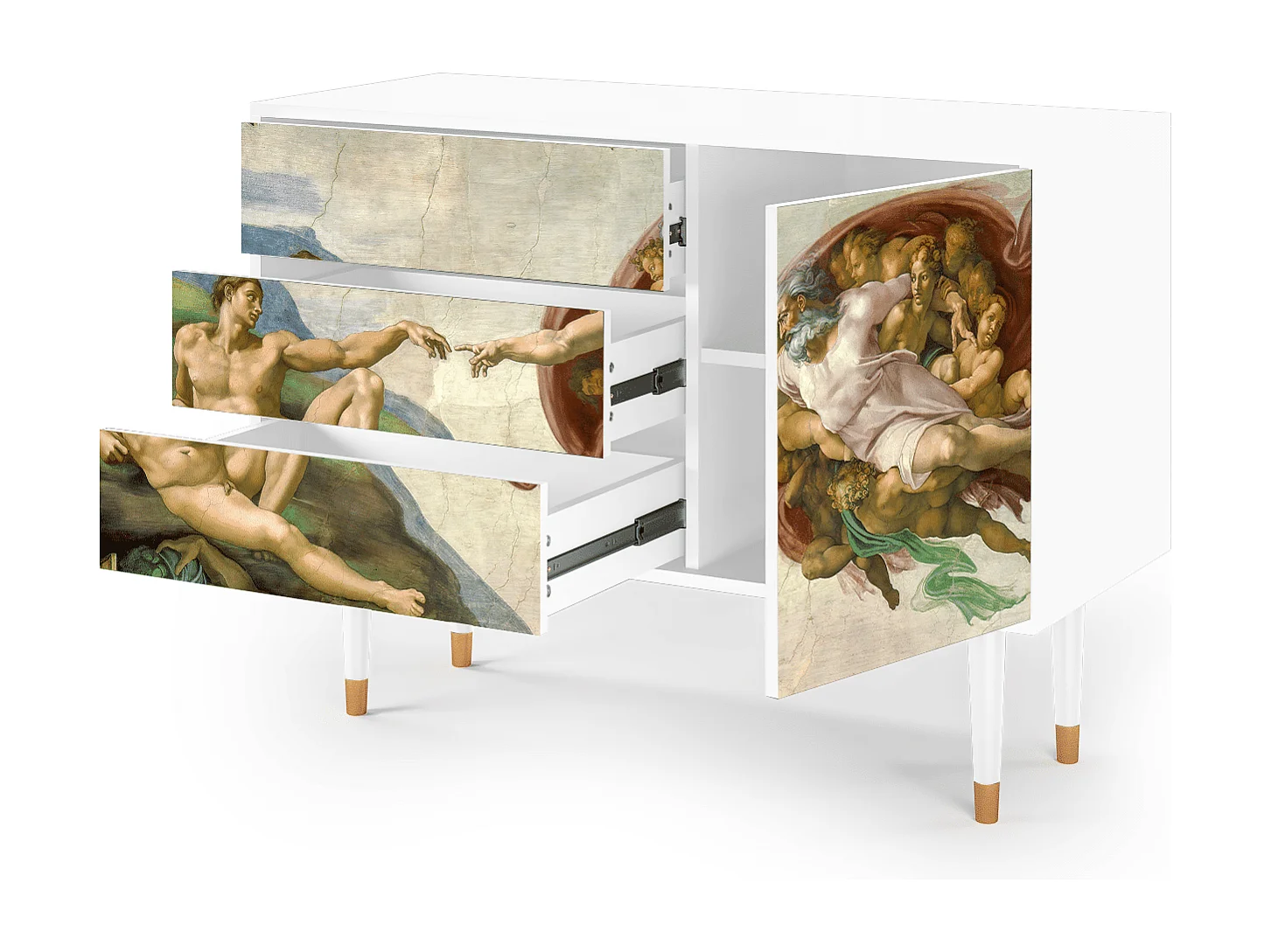 Kredens - 115х84х41 cm - S3 - The Creation of Adam, Biały