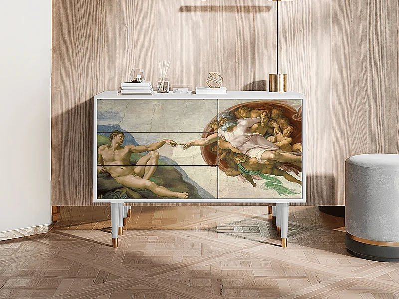 Kredens - 115х84х41 cm - S3 - The Creation of Adam, Biały