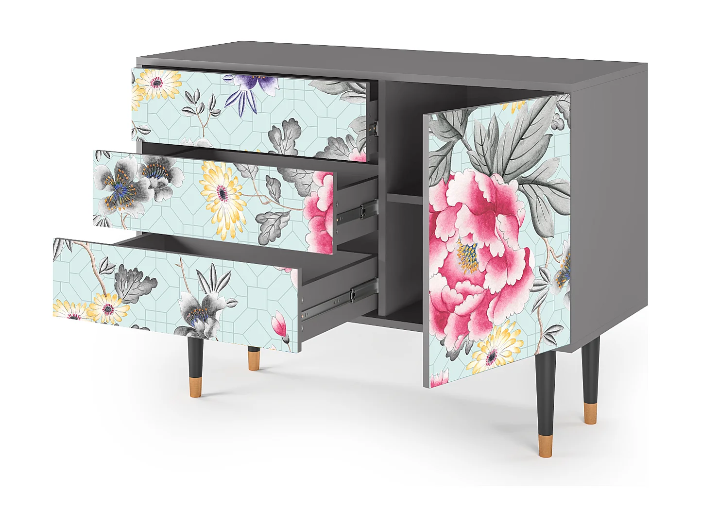 Kredens - 115х84х41 cm - S3 - Sky Garden, Szary