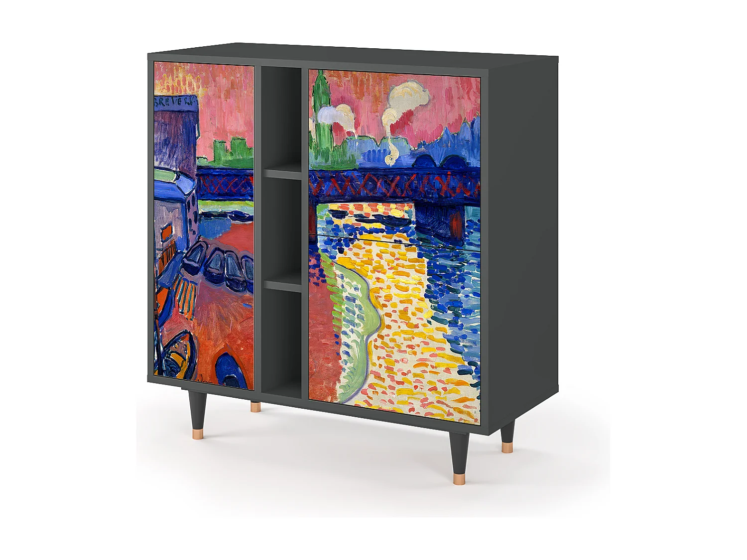 Kredens - 94х96х41 cm - BS5 - Charing Cross Bridge, Antracyt