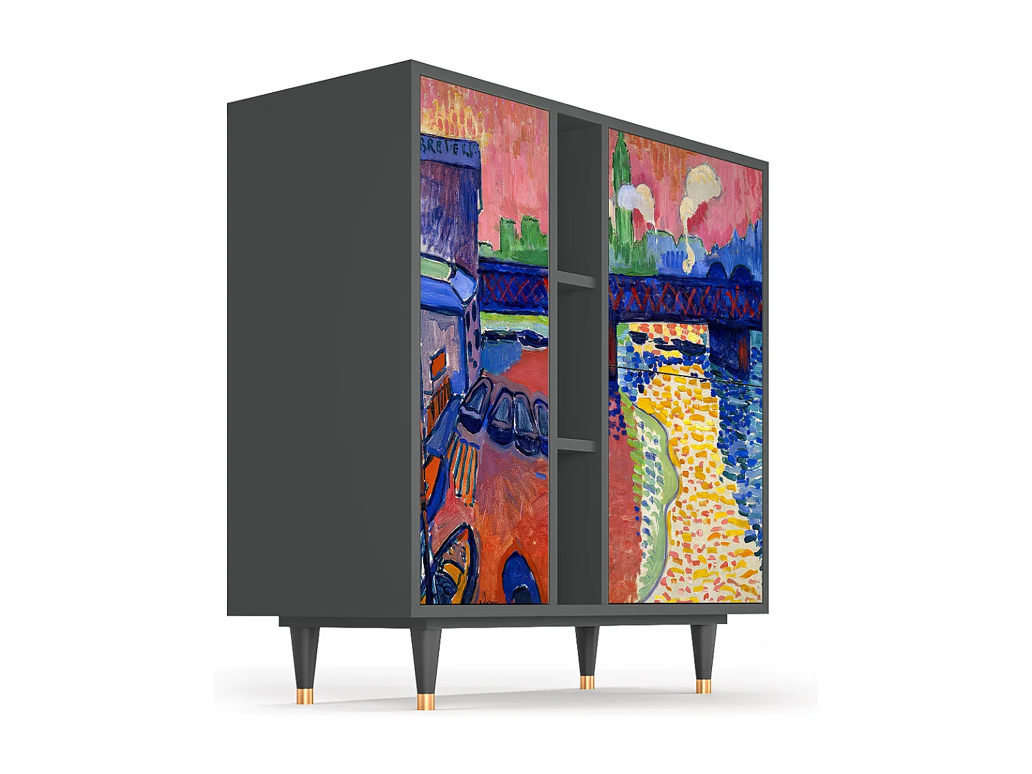 Kredens - 94х96х41 cm - BS5 - Charing Cross Bridge, Antracyt