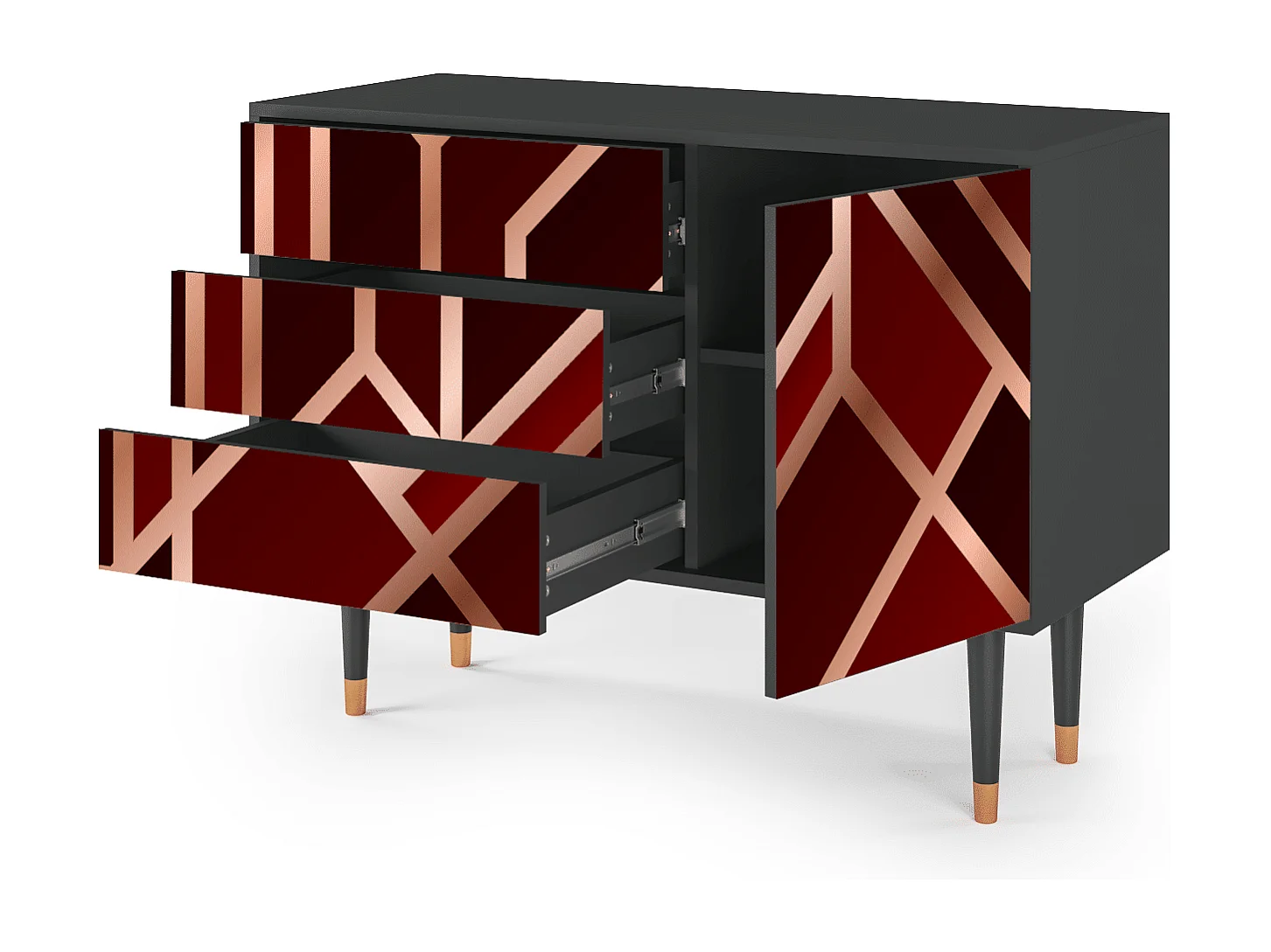 Kredens - 115х84х41 cm - S3 - Velvet 1920's, Antracyt