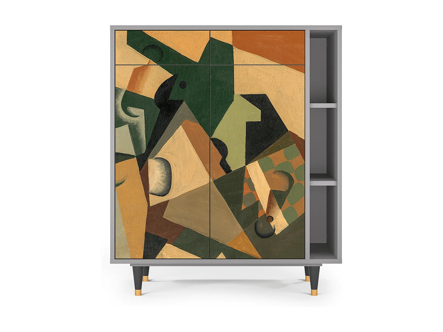 Dressoir - 96х110х41 cm - BS6 - Glass and Checkerboard, Grijs