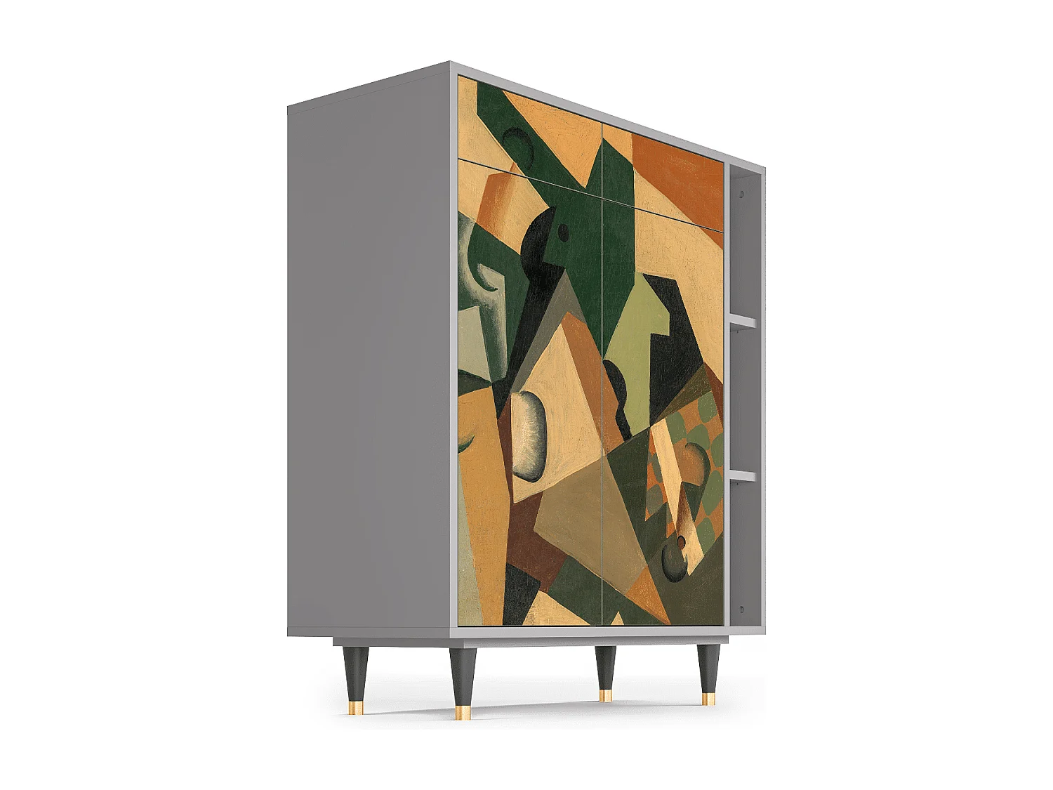 Dressoir - 96х110х41 cm - BS6 - Glass and Checkerboard, Grijs