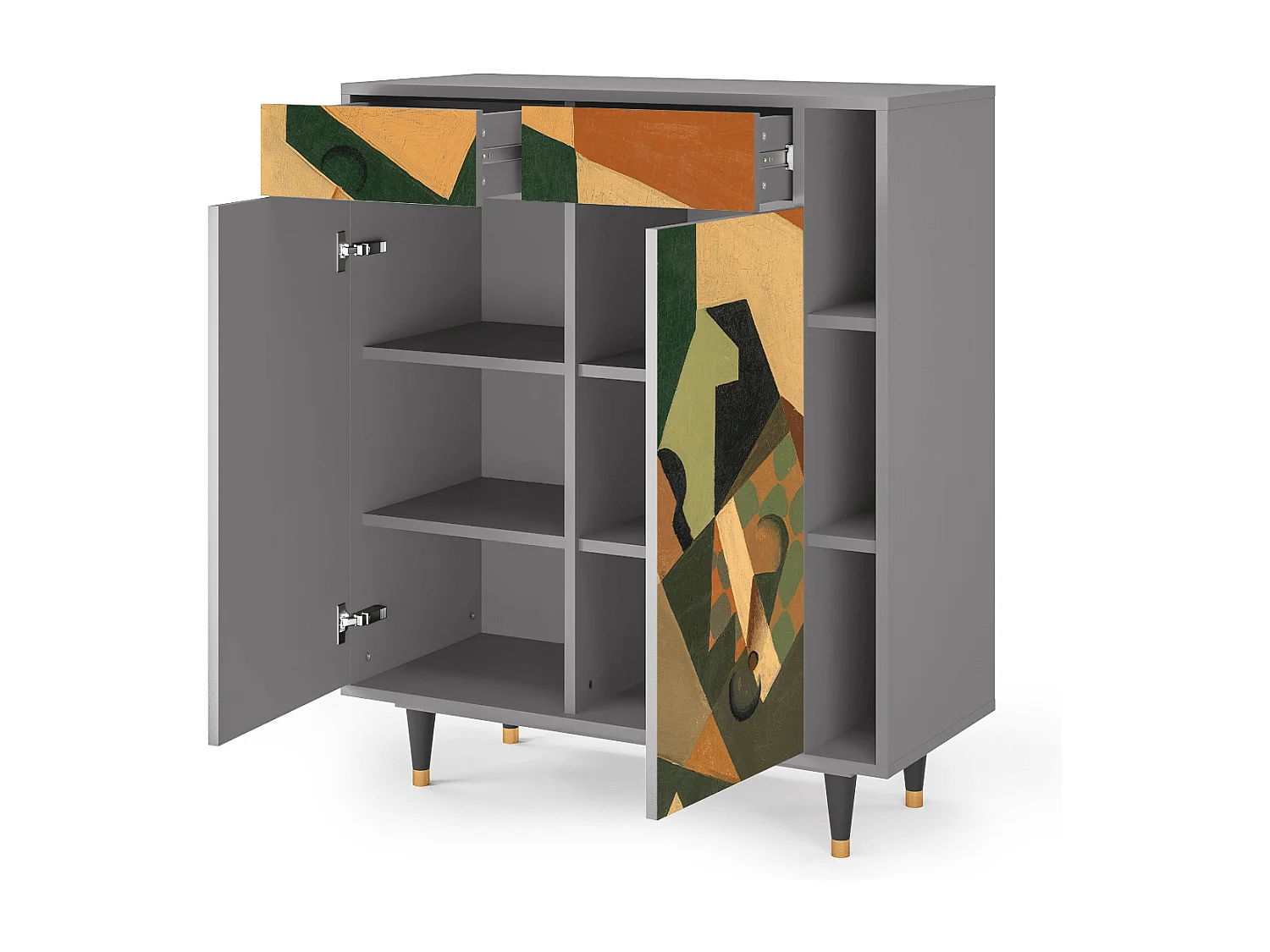 Dressoir - 96х110х41 cm - BS6 - Glass and Checkerboard, Grijs