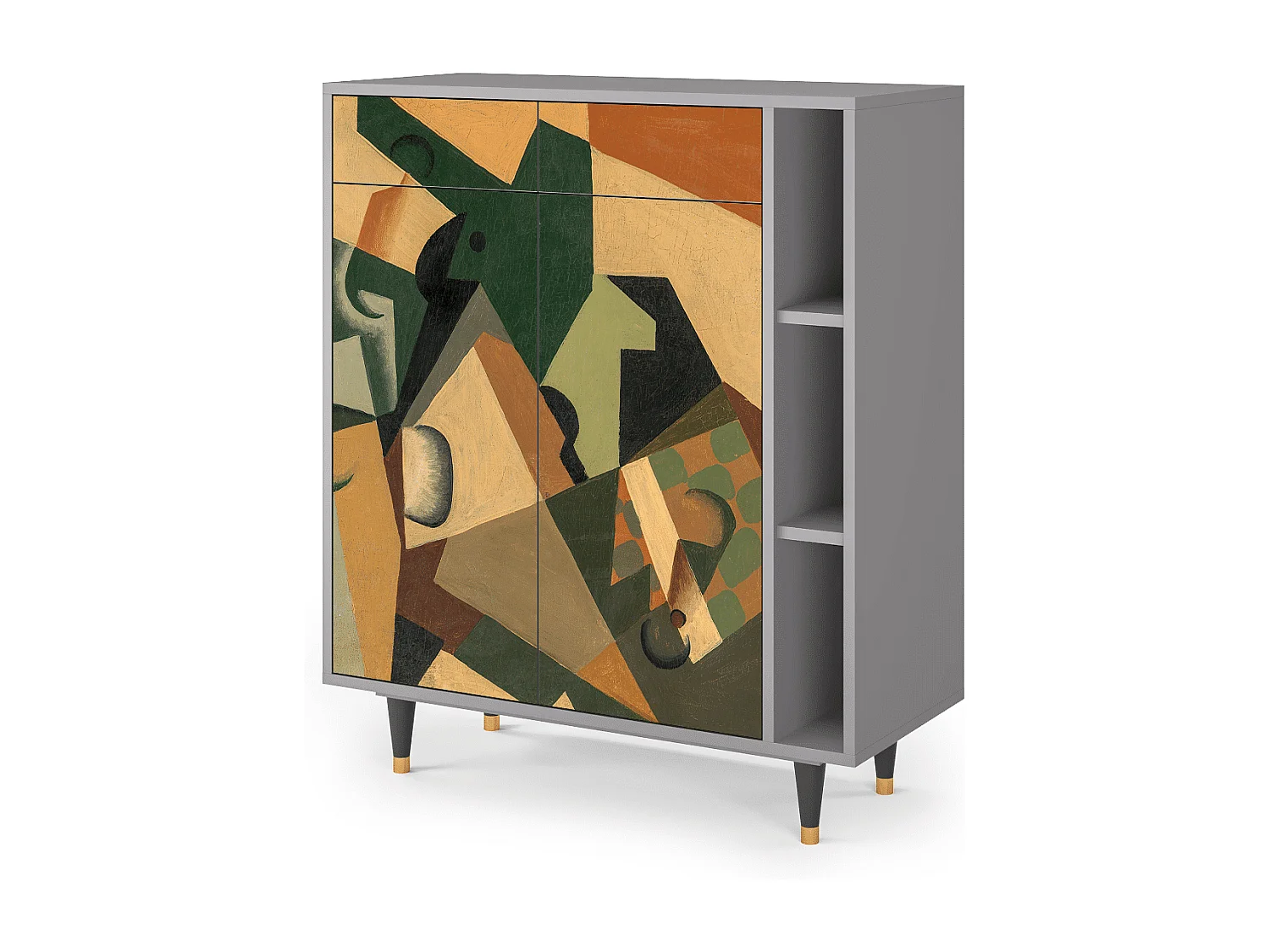 Aparador - 96х110х41 cm - BS6 - Glass and Checkerboard, Cinza