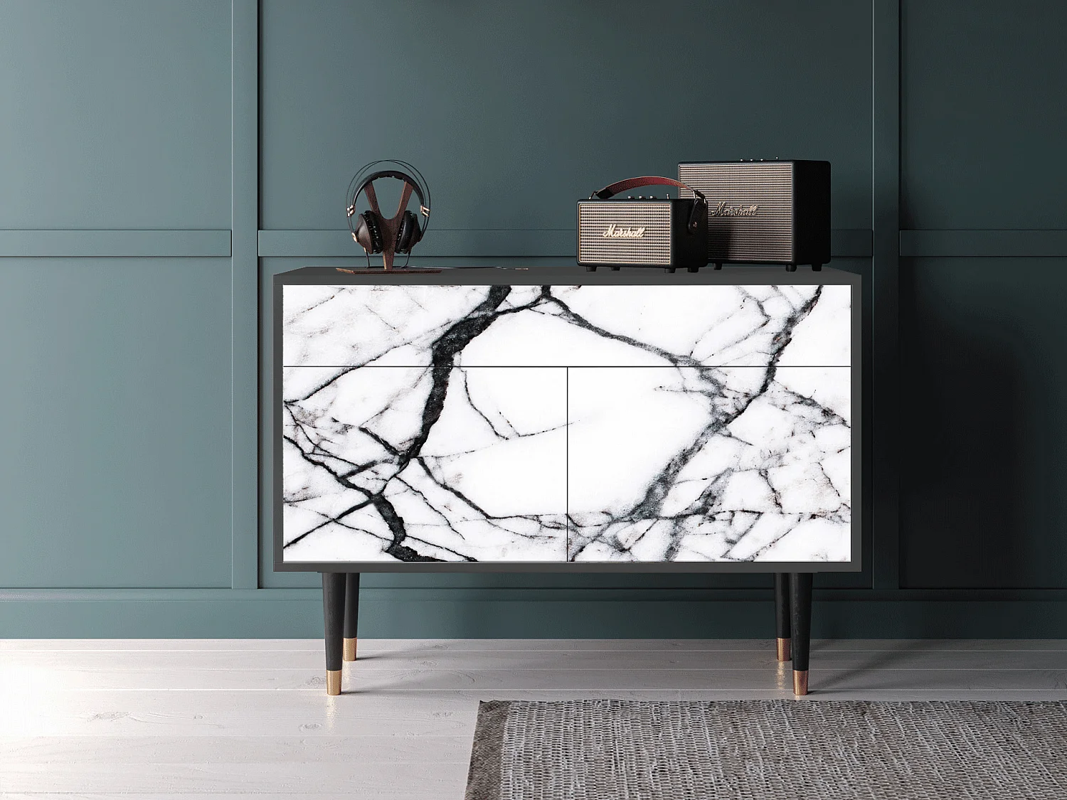 Buffet - 115x85x48 cm - BS4 - Raven Marble, Anthracite