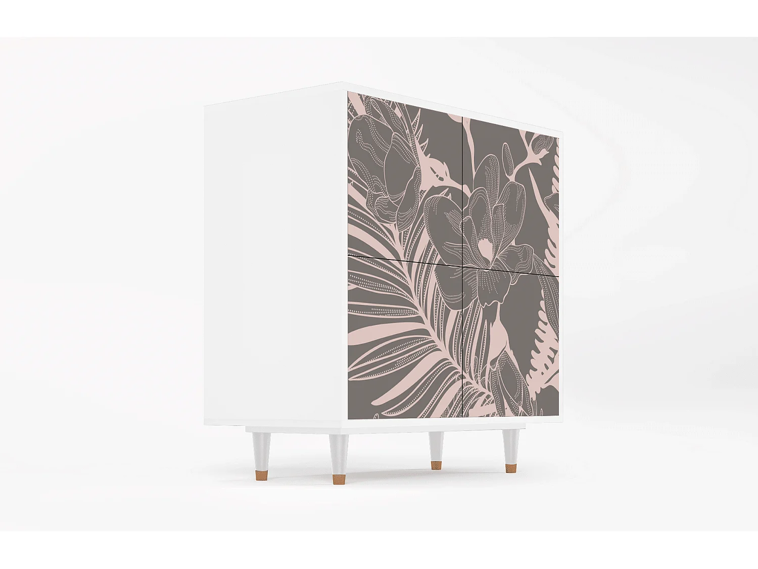 Buffet - 94x96x48 cm - BS3 - Issabelline Flower, Blanc