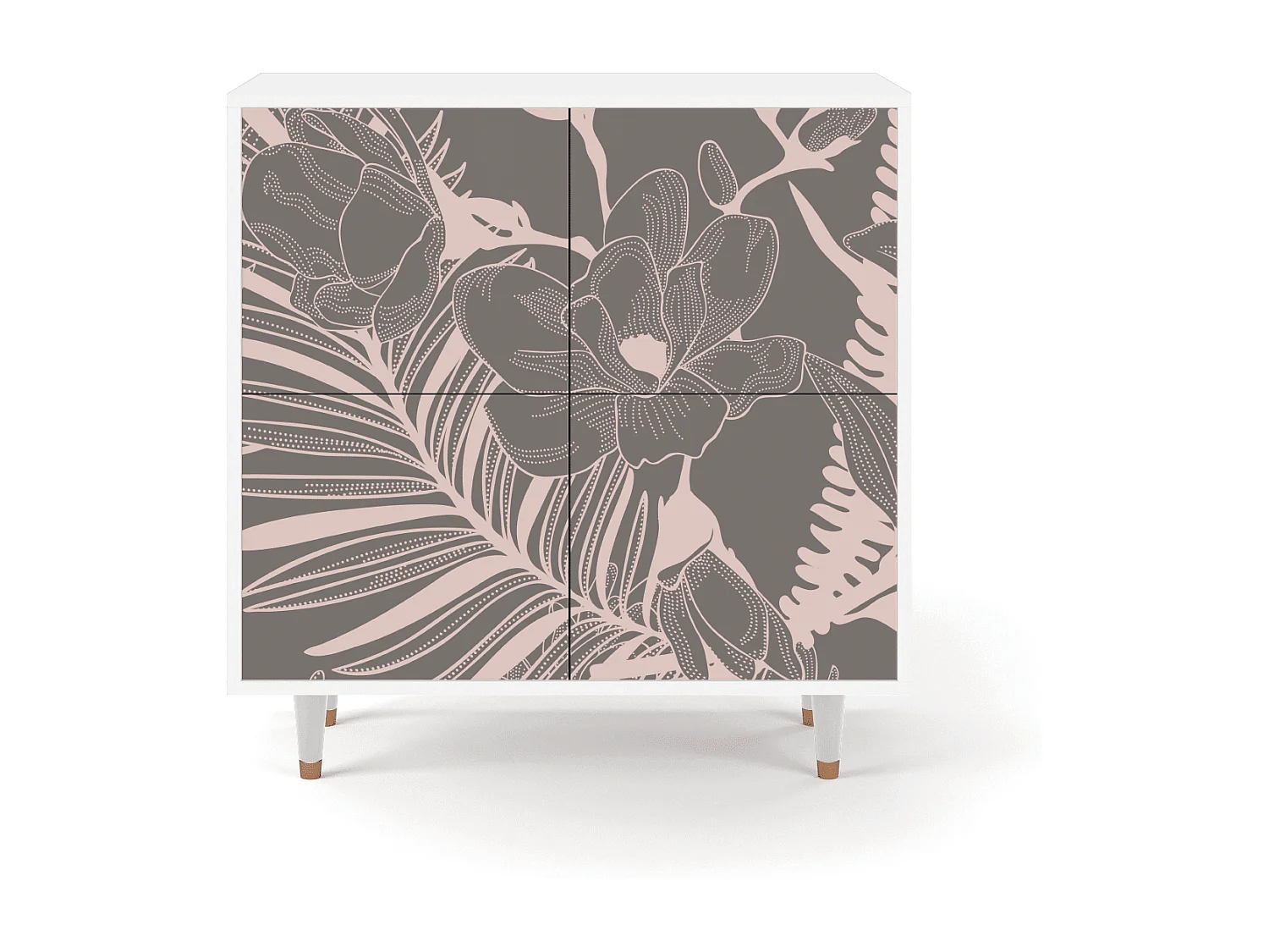 Buffet - 94x96x48 cm - BS3 - Issabelline Flower, Blanc