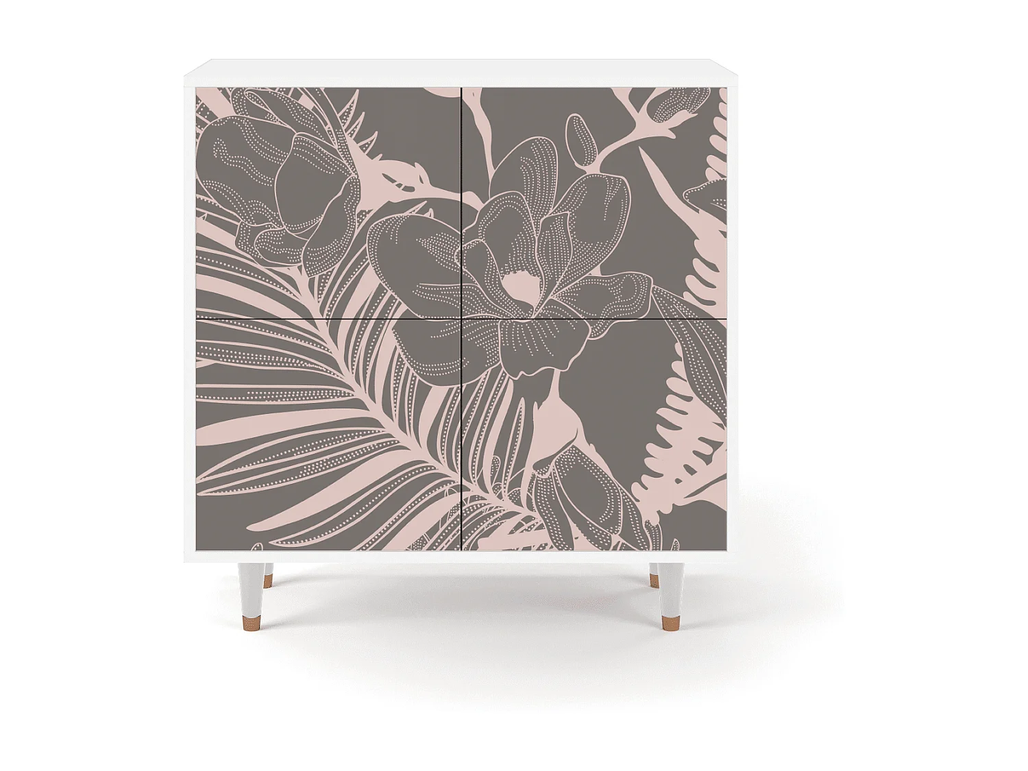 Buffet - 94x96x48 cm - BS3 - Issabelline Flower, Blanc