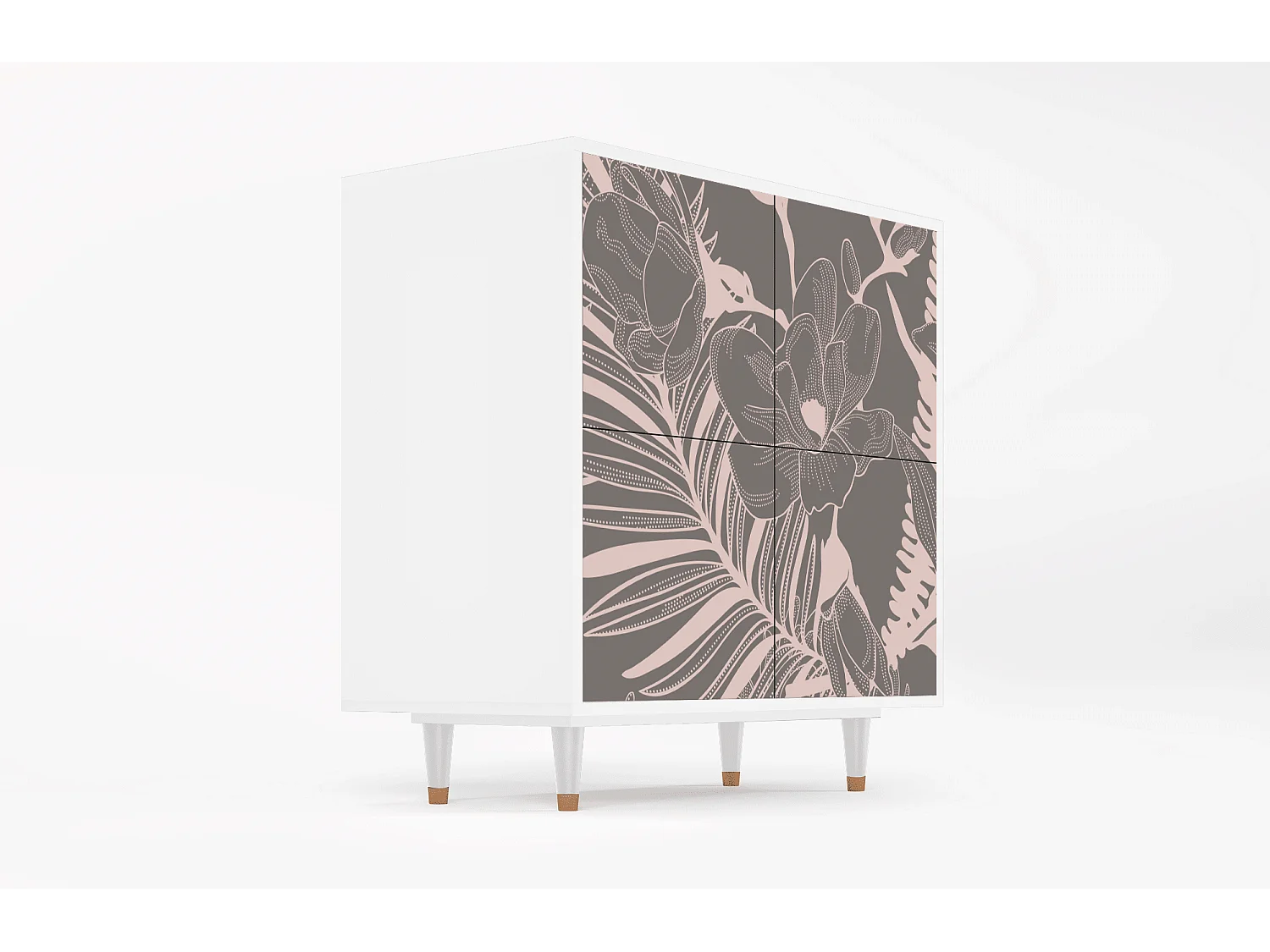 Buffet - 94x96x48 cm - BS3 - Issabelline Flower, Blanc