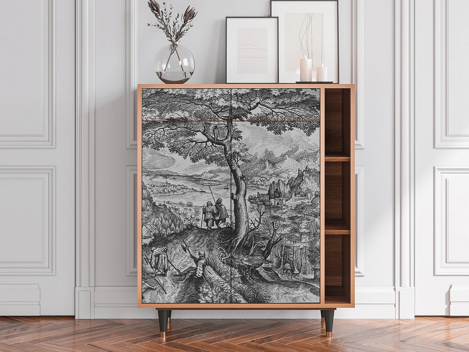 Kredens - 96х110х41 cm - BS6 - Milites Requiescentes, Orzech