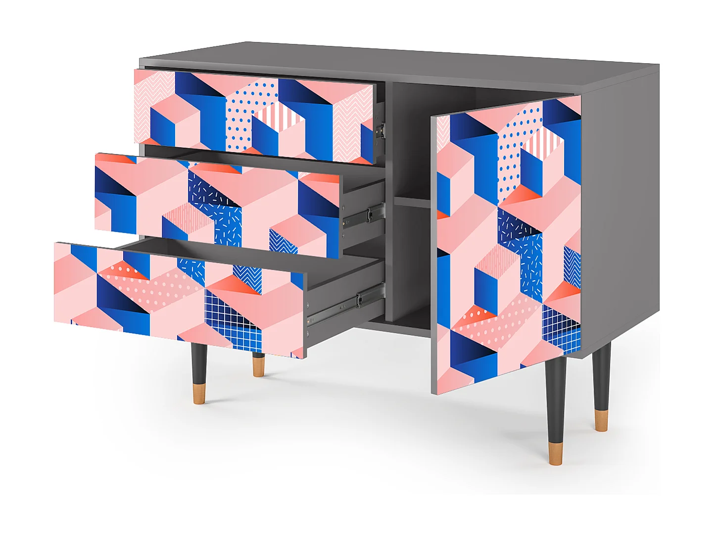 Buffet - 115х84х41 cm - S3 - Pinky Squares, Gris