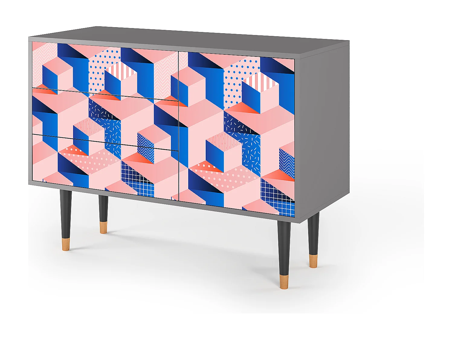 Credenza - 115х84х41 cm - S3 - Pinky Squares, Grigio