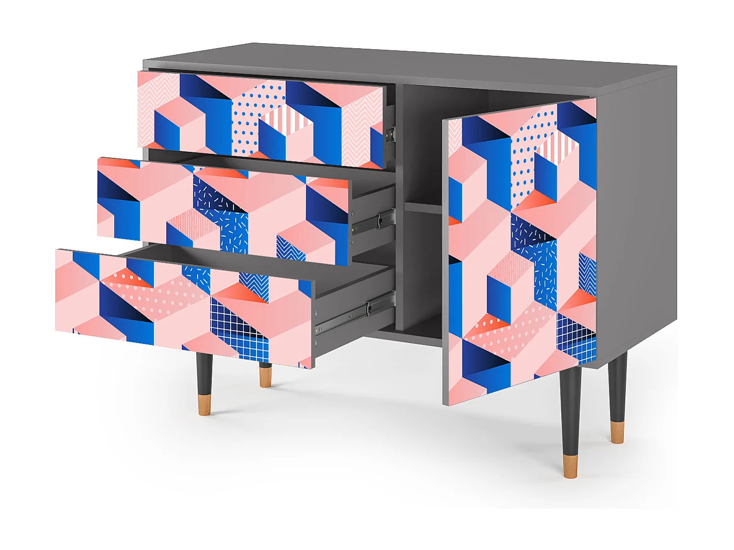 Credenza - 115х84х41 cm - S3 - Pinky Squares, Grigio