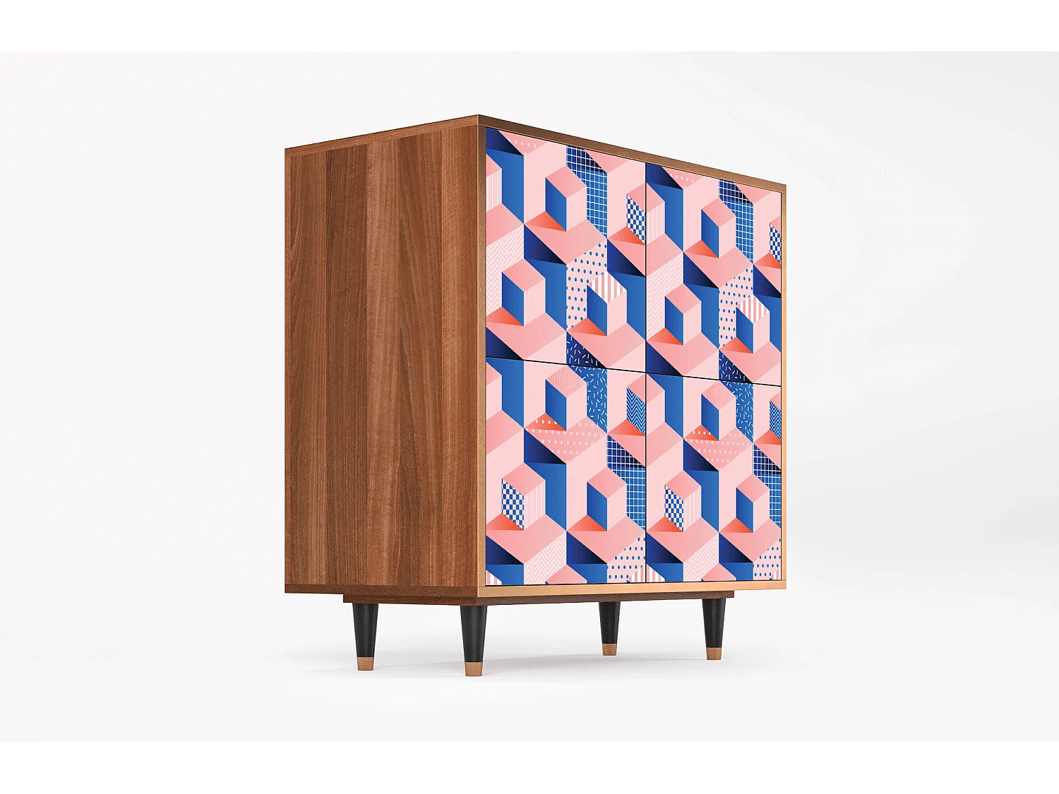 Kredens - 94x96x48 cm - BS3 - Pinky Squares, Orzech