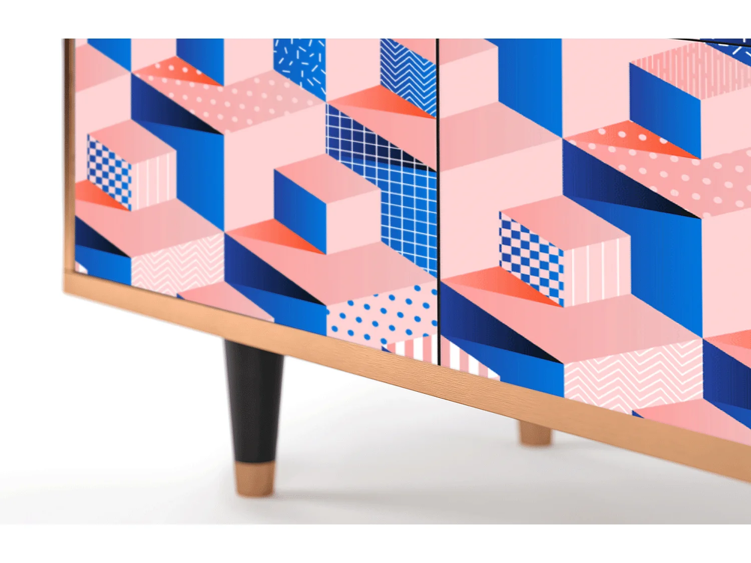 Kredens - 94x96x48 cm - BS3 - Pinky Squares, Orzech